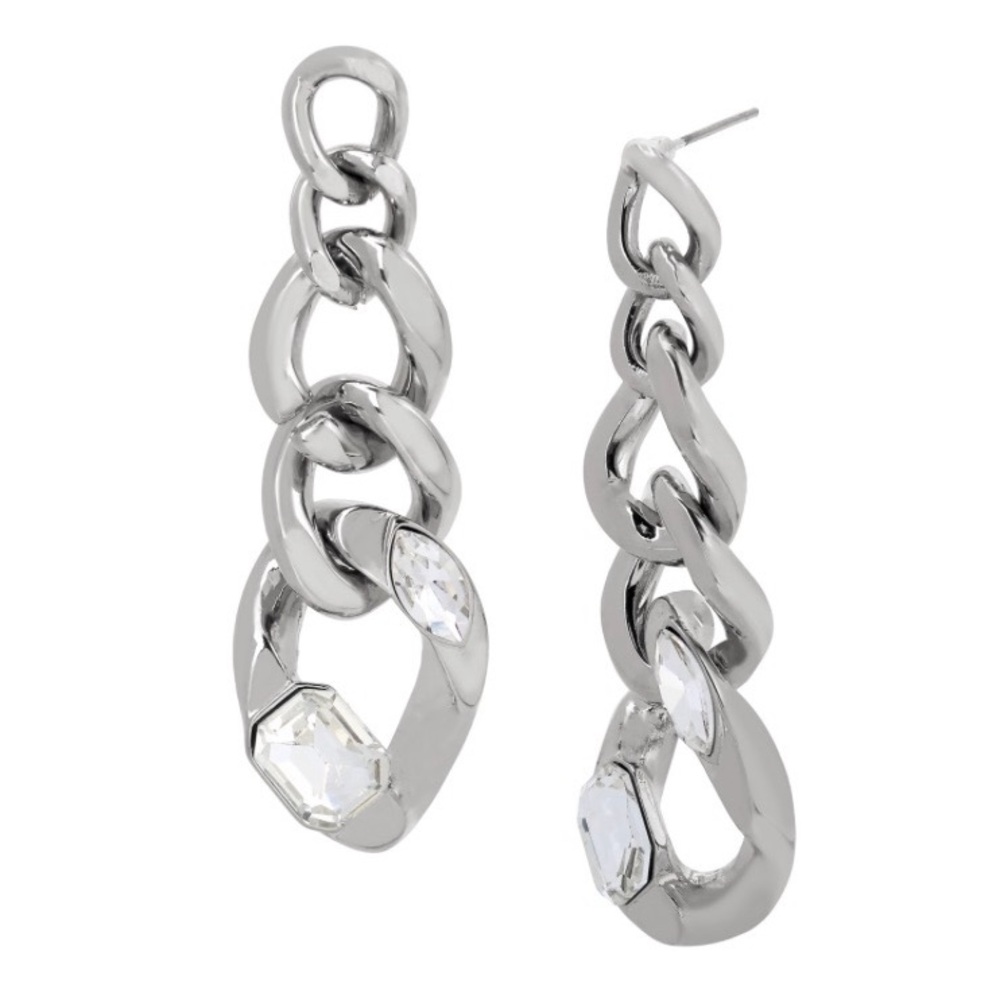 NWT Steve Madden Chain Crystal Drop Earrings